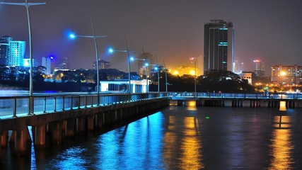 Woodlands fishing jetty by night