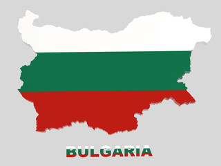 Bulgaria, map with flag, isolated on grey with clipping path