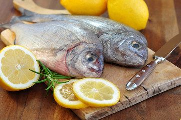 Zitrone, messer, Fisch