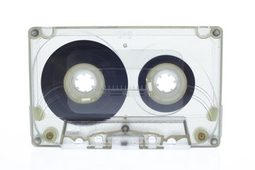 Old magnetic audio tape cassette