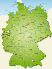 Deutschland Übersichtskarte grün 40cm x 52cm
