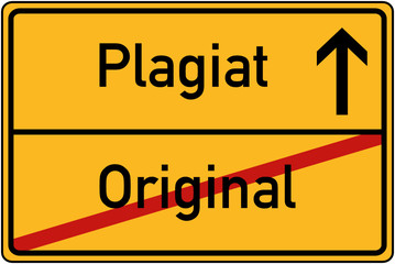 Obraz premium Ortstafel Original und Plagiat