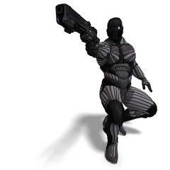 Fototapeta na wymiar science fiction male character in futuristic suit. 3D rendering