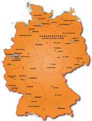 Deutschland Übersichtskarte orange