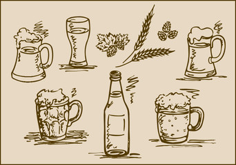 hand draw illustration with beer
