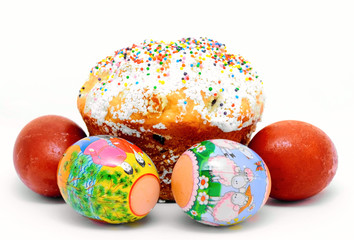 a pie and easter eggs