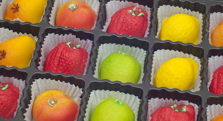 Colorful Marzipan in Fruit Shapes