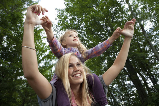 Mother Daughter Piggy Back Ride