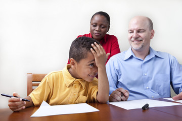 Parents helping with homework