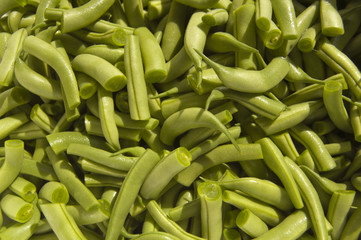 Organic green beans cut and  ready for canning