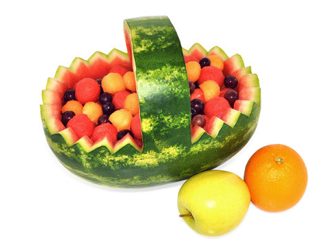 watermelon basket and healthy fruits
