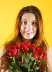 Portrait of  girl with roses