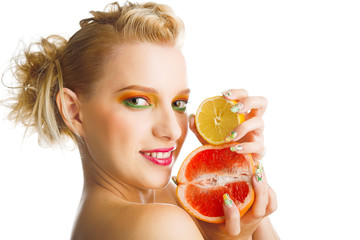 woman with grapefruit