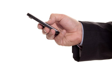 Flat Cell Phone in Businessman Hand