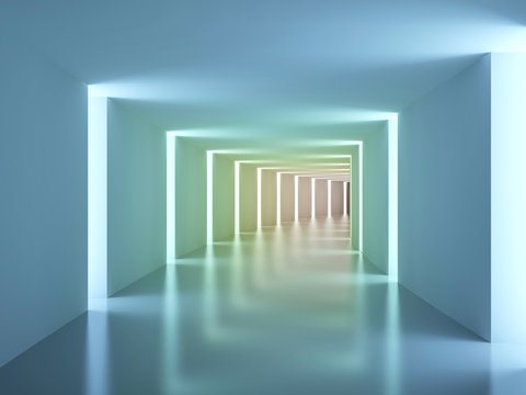 Empty colorfull corridor. Abstract interior
