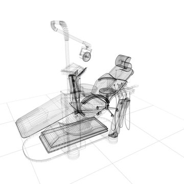 sedia poltrona dentista illustrazione 3d