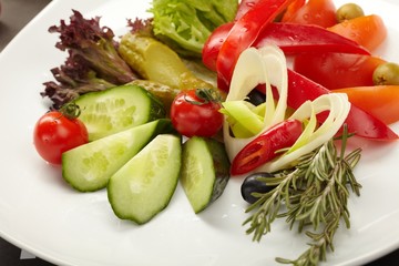 Fresh vegetables on the plate