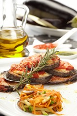 Roasted eggplant with salad