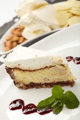 Cake with jam and mint