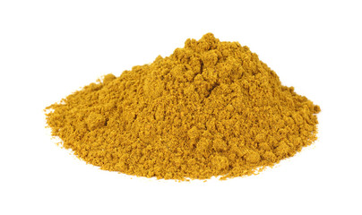 Curry powder on white background