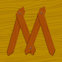 The stylized wooden letter. Vector illustration.