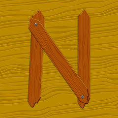 The stylized wooden letter. Vector illustration.