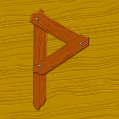 The stylized wooden letter. Vector illustration.
