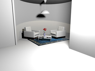 Rounded living space-3d rendering