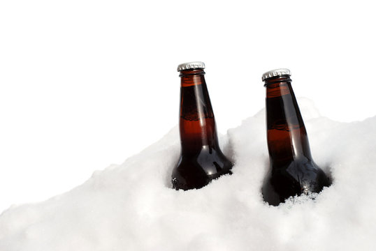 Isolated Two Beers In The Snow