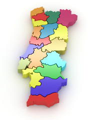 Three-dimensional map of Portugal. 3d