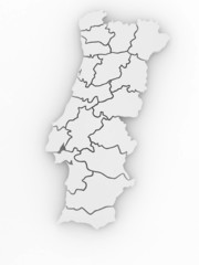 Three-dimensional map of Portugal. 3d