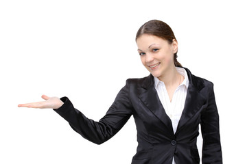 Young woman on the white background