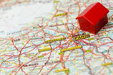 Fotobehang map paris with hotel symbol © twixx