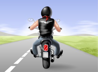 biker on the road