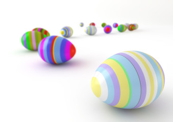 decorated easter eggs isolated on white