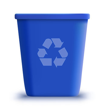 vector blue recycle garbage can