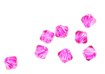 Pink crystal beads isolated