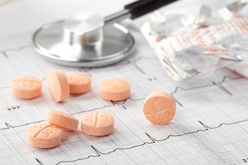 pills on the cardiogram