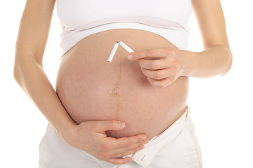 pregnant woman with a broken cigarette