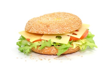 Salat, Tomate, Bagel, Käse
