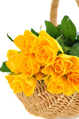 Yellow Roses in a Wicker Basket