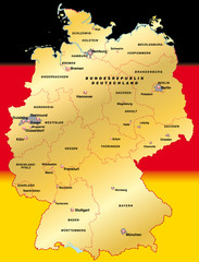 Deutschland Übersichtskarte gold 40cm x 52cm
