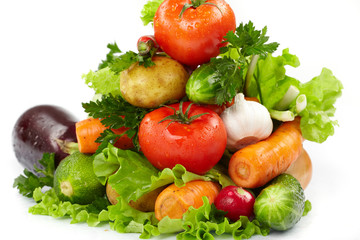 fresh vegetables on the white background