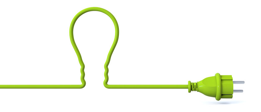 Green power plug - light bulb