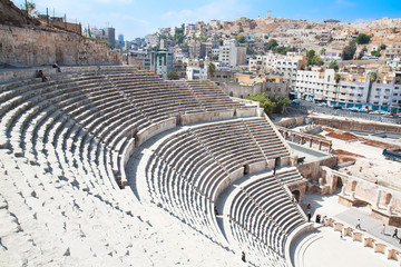 Detail of Roman amphitheater in Amman,  Jordan