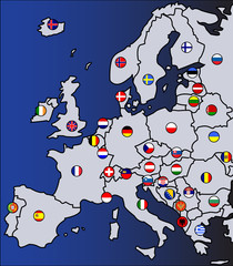 European map with flags
