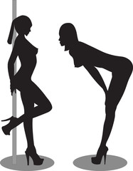 Strippers silhouettes on white