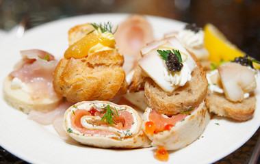 Various snacks on plate