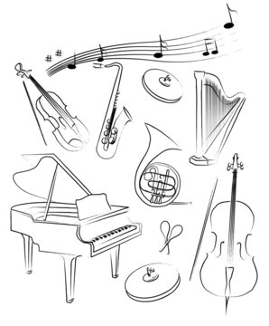 the vector set of musical instrument