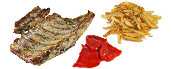 Menú de costillas con patatas.